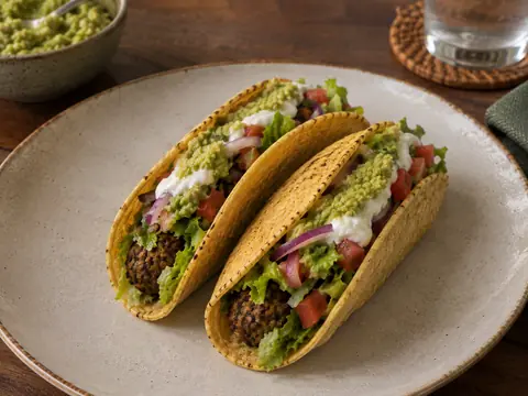 Taco de almôndega vegetariano