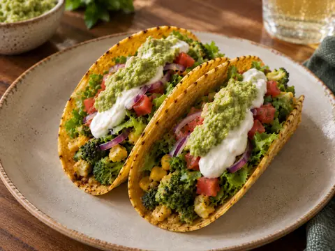 Taco de brócolis com milho